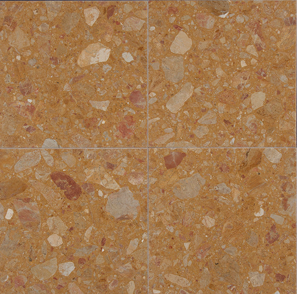 Giallo Reale Agglomerate Marble Tile 12x12 Polished