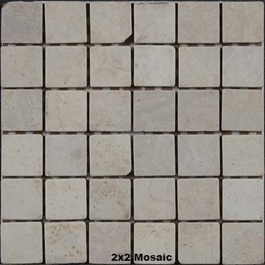 Beige Corinthian Tumbled Marble Tile 2x2 Mosaic