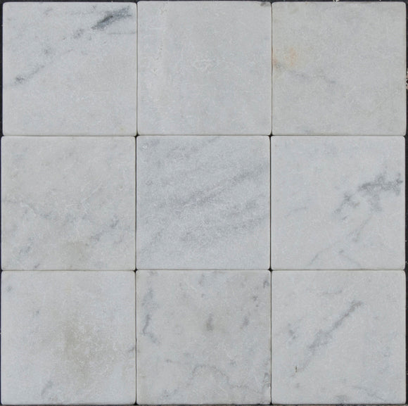 Bianco Carrara Tumbled Marble Tile 4x4