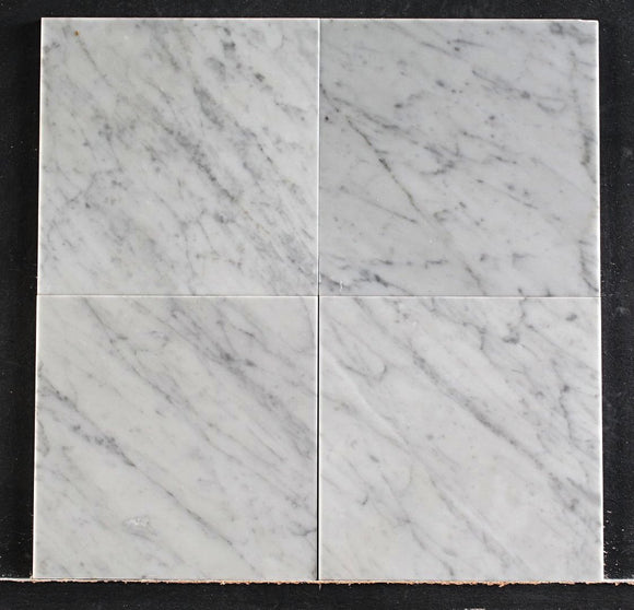 Bianco Carrara White Marble Tile 12x12 Polished