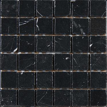 Black Corinthian Marble Tile 2x2 Tumbled Mosaic
