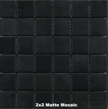 Black Onyx Glass Tile 2x2 Matte Mosaic