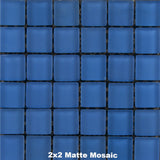 Blue Zircon Glass Tile 2x2 Matte Mosaic
