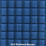 Blue Zircon Glass Tile 2x2 Polished Mosaic
