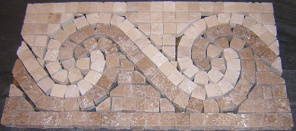 Roman Swirl Ivory Travertine Border Tile 6-1/2 x 12 Tumbled