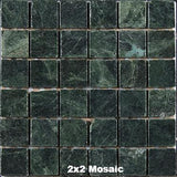 Dark Green Corinthian Tumbled Marble 2x2 Mosaic