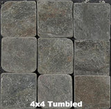 Gold Green 4x4 tumbled slate tile