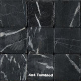 Kiva Black Marble Tile 4x4 Tumbled