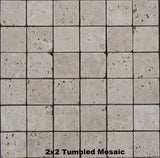 Parthenon Cream Travertine Tile 2x2 Tumbled Mosaic