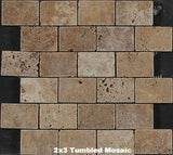 Parthenon Gold Travertine Tile 2x3 Tumbled Mosaic