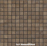 Parthenon Noche Travertine Tile 1x1 Honed/Filled Mosaic