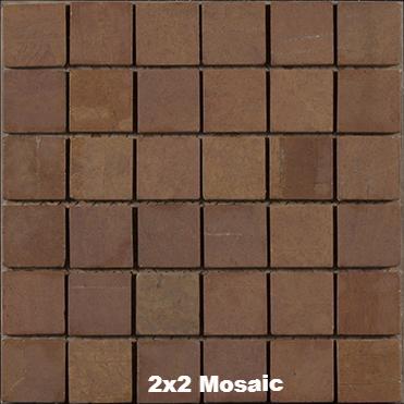 Rosso Tumbled Marble Tile 2x2 Mosaic