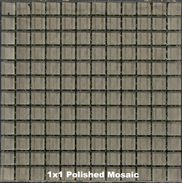 Taupe Glass Tile 1x1 Polished Mosaic