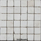 White Corinthian Tumbled Marble Tile 2x2 Mosaic