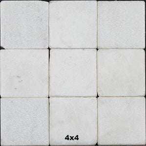 White Corinthian Tumbled Marble Tile 4x4